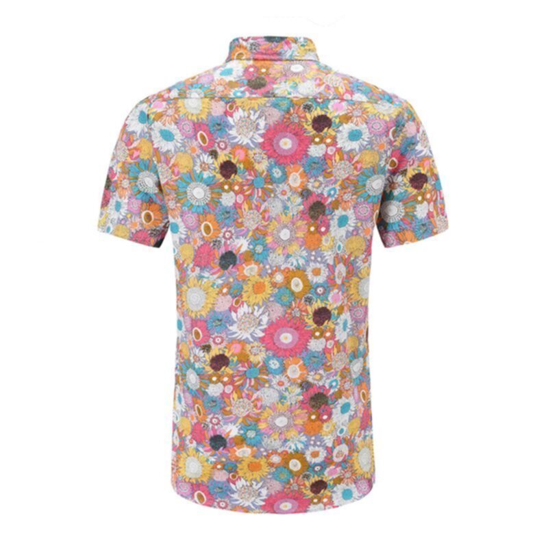 Summer Printed Flower Pattern Short Sleeve Men's Shirt